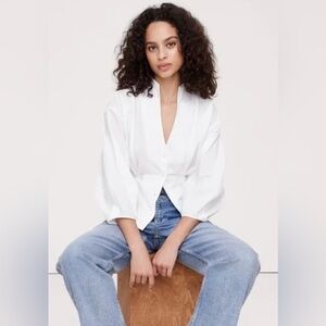 NWT BANANA REPUBLIC COTTON POPLIN CINCHED-WAIST SHIRT, SIZE S